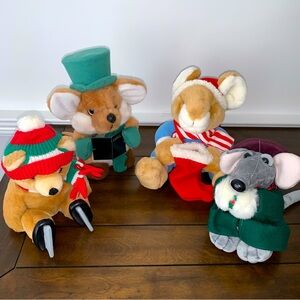 4 VINTAGE Plush Stuffed Animals Christmas Holiday Toys 🎄